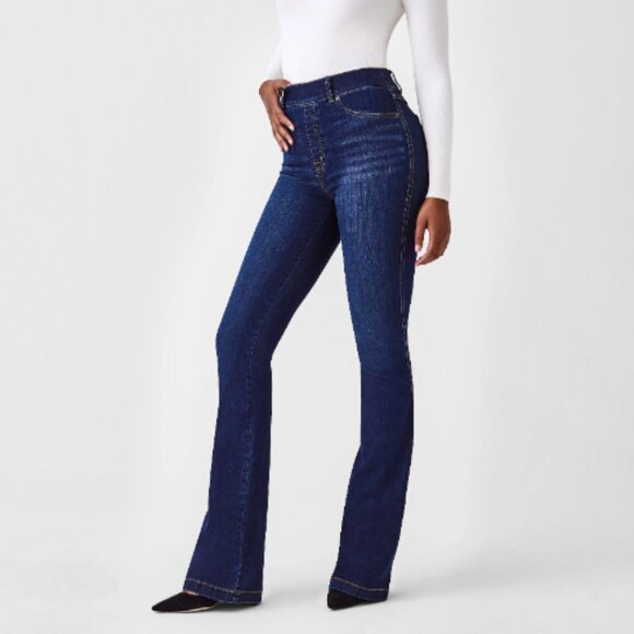 NWT Spanx pull-on Flare Jeans XL- Midnight Blue (Discontinued shade!) - Picture 1 of 6